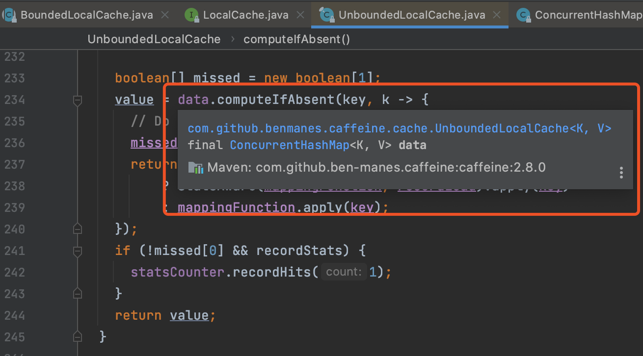 图8：UnboundedLocalCache#computeIfAbsent()方法
